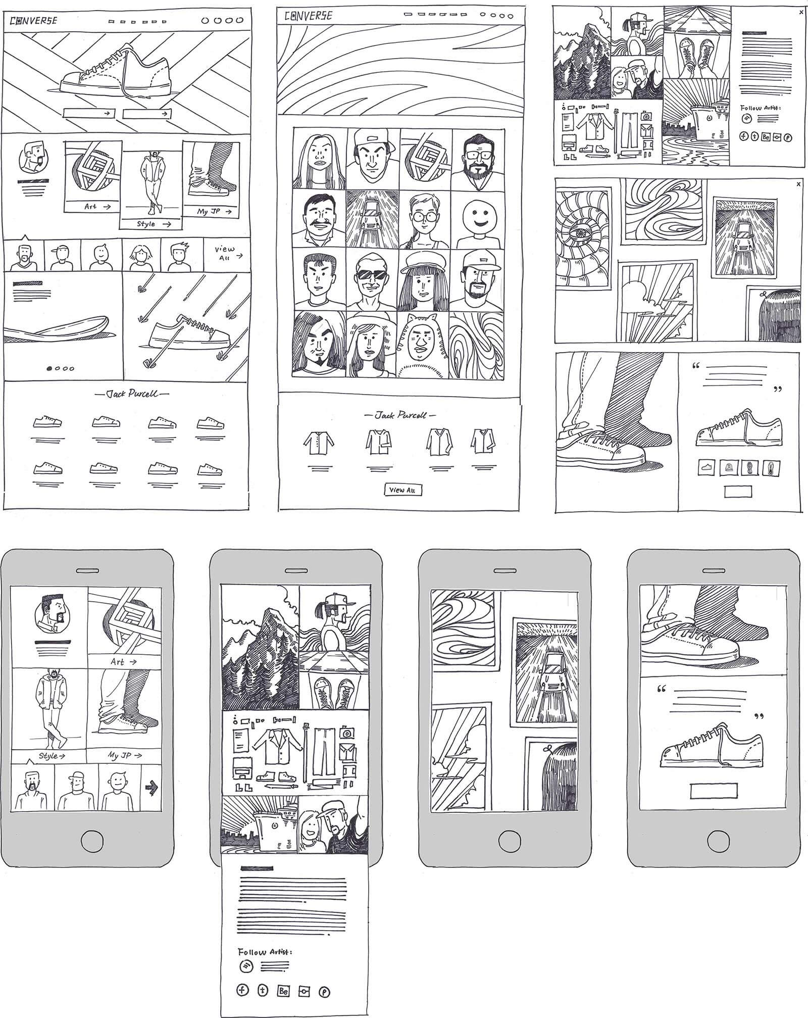 Early stage wireframes