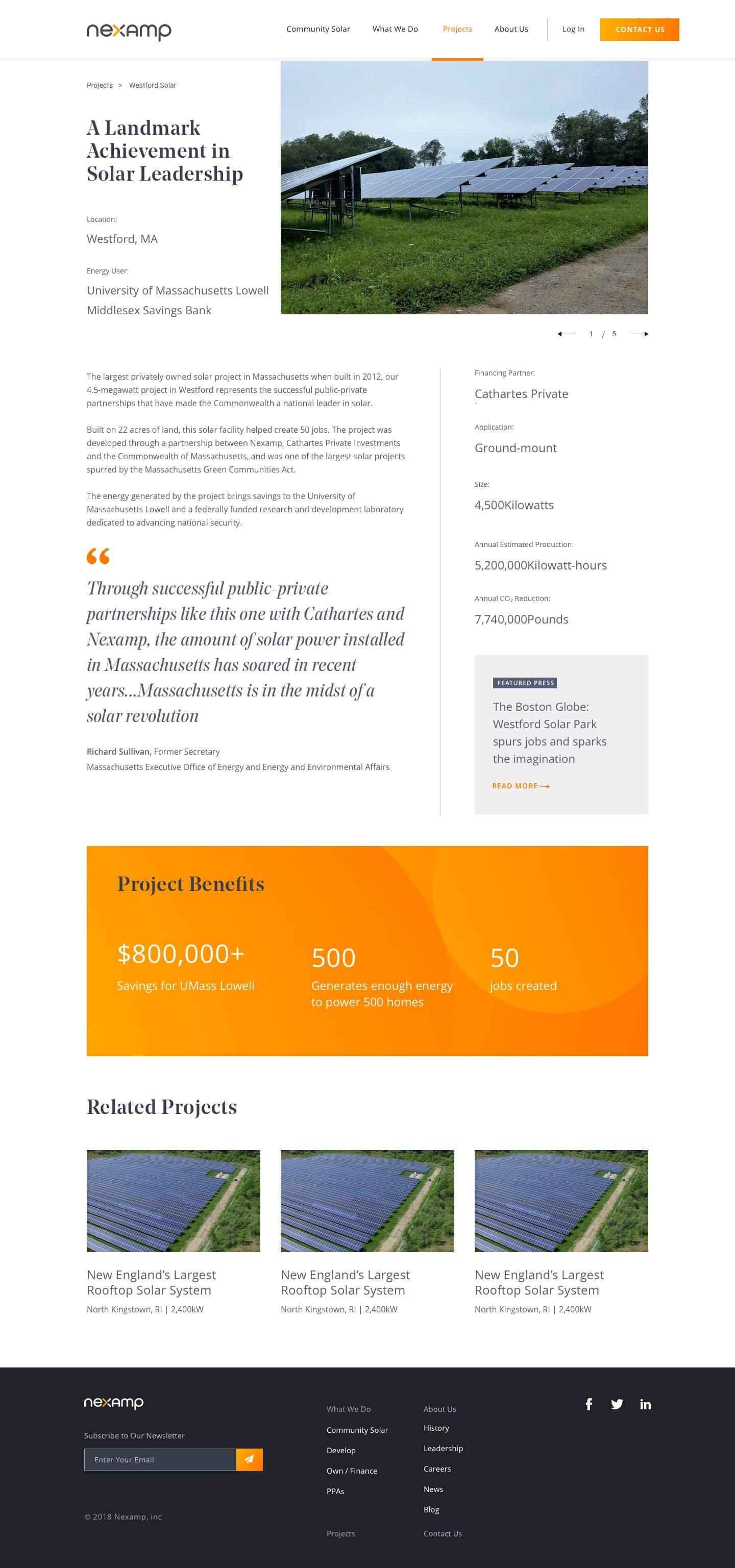 nexamp project detail page